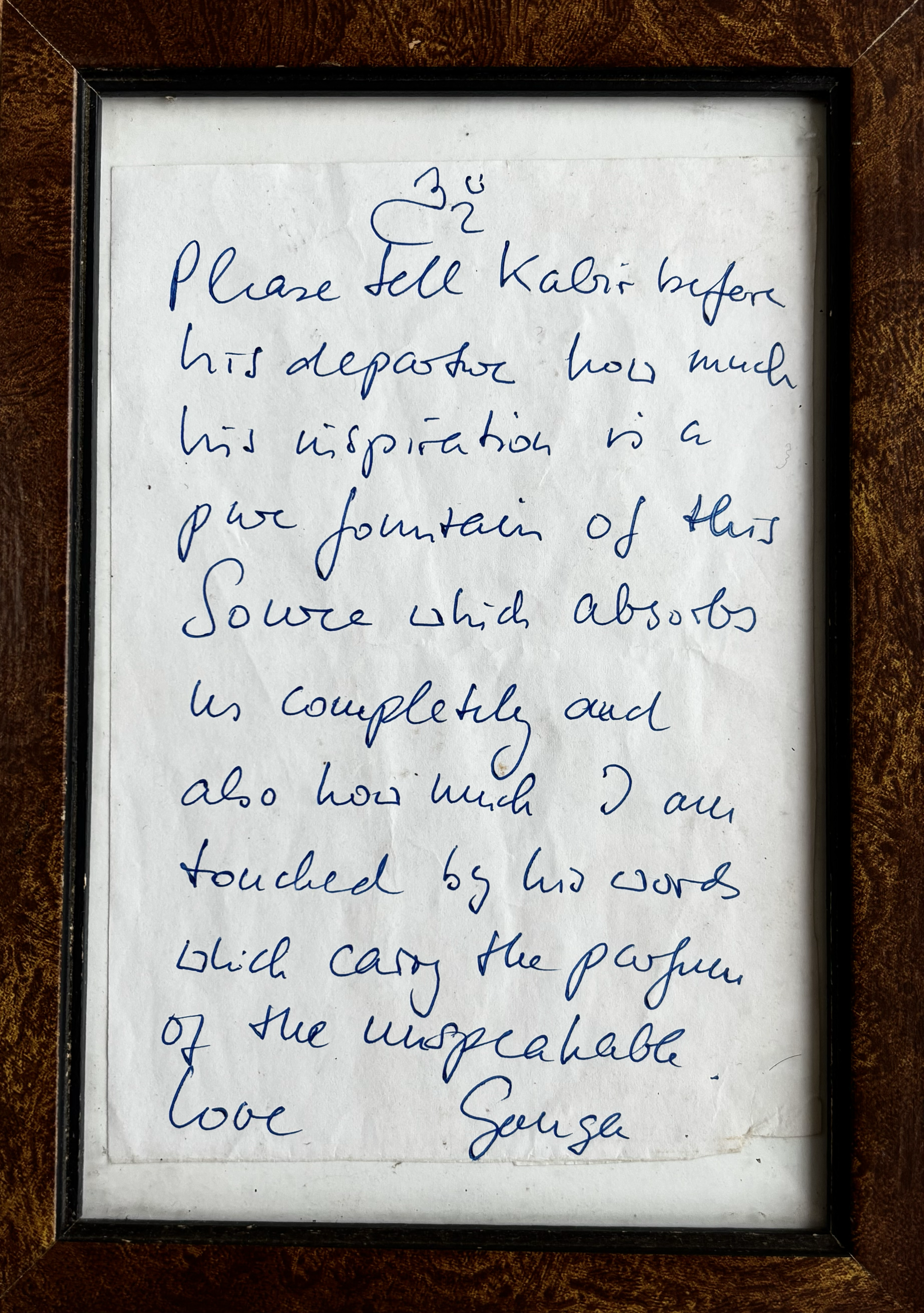 Handwritten note from Ganga Mira